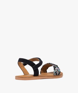 Sandales fille en cuir suédé et à scratch avec bride tressée scintillante vue4 - GEMO 4G FILLE - GEMO