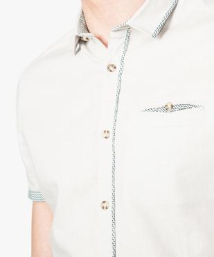 Chemise manches courtes à liseré contrastant vue2 - GEMO (HOMME) - GEMO