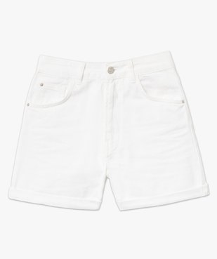 Short en jean femme coloré à taille haute et revers vue4 - GEMO(FEMME PAP) - GEMO