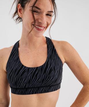 Brassière de sport à bretelles croisées et maintien modéré femme vue1 - GEMO(HOMWR FEM) - GEMO