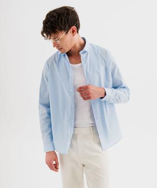 Chemise manches longues coupe droite en coton stretch homme vue1 - GEMO 4G HOMME - GEMO