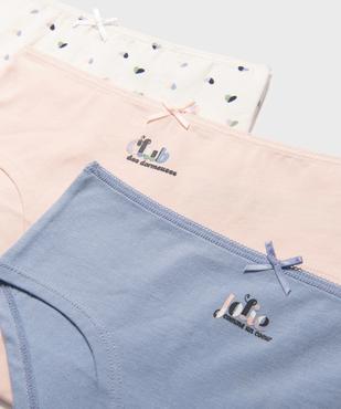 Shorties en coton stretch à motifs coeurs fille (lot de 3) vue2 - GEMO 4G FILLE - GEMO