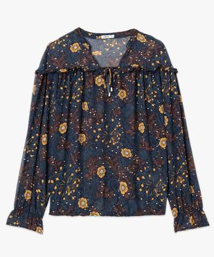 Blouse femme imprimée en voile à manches longues vue4 - GEMO 4G FEMME - GEMO