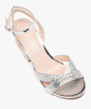 Sandales femme métallisées à talon carré imitation peau de crocodile vue5 - SANS MARQUE - GEMO