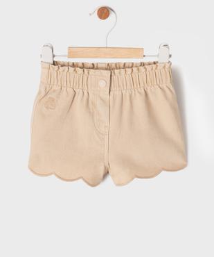 Short en coton aux finitions dentelées bébé fille - LuluCastagnette vue1 - LULU CASTAGNETTE G4G D - GEMO