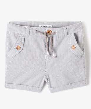 Short bébé garçon rayé à revers vue1 - GEMO(BEBE DEBT) - GEMO