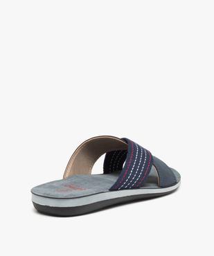 Mules homme à larges brides croisées en toile rayée vue4 - GEMO (PLAGE) - GEMO