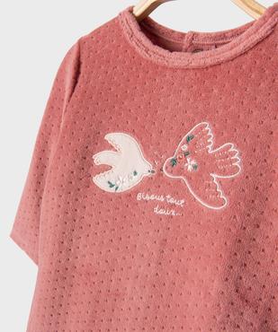 Pyjama en velours motifs oiseaux bébé fille vue2 - GEMO 4G BEBE - GEMO