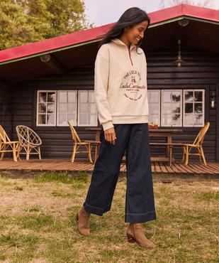 Jean cropped wide leg avec ceinture femme - LuluCastagnette vue5 - LULU CASTAGNETTE G4G D - GEMO