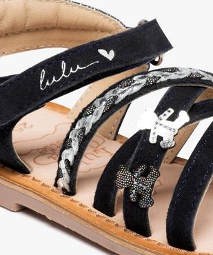 Sandales filles à brides entrelacées en cuir et à scratch - LuluCastagette vue6 - LULU CASTAGNETT - GEMO
