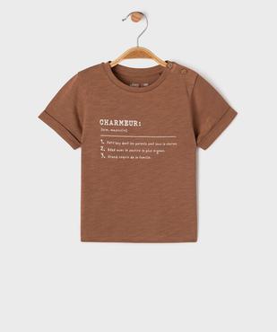 Tee-shirt manches courtes avec inscription bébé garçon vue1 - GEMO(BEBE DEBT) - GEMO