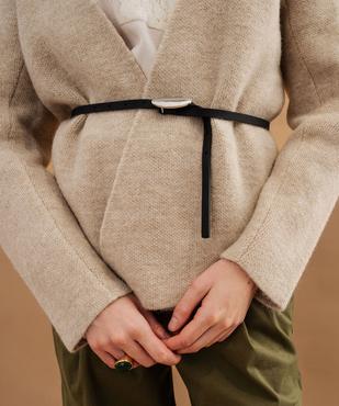 Gilet en maille douillette à ceinture femme vue2 - GEMO(FEMME PAP) - GEMO