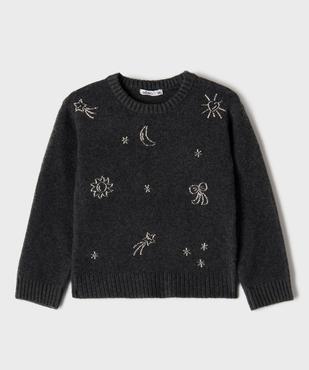 Pull brodé de perles en maille douce et chaude fille vue1 - GEMO (ENFANT) - GEMO