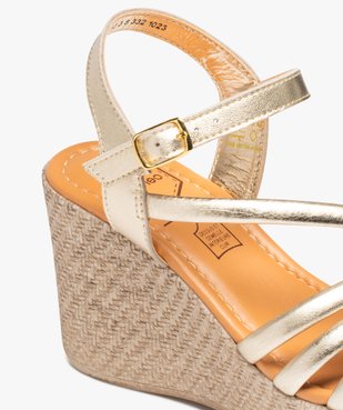 Sandales femme compensées à brides métallisées en cuir - Taneo vue6 - TANEO - GEMO
