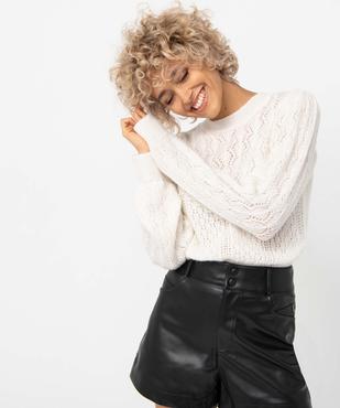 Pull femme en maille fantaisie avec dentelle vue1 - GEMO(FEMME PAP) - GEMO