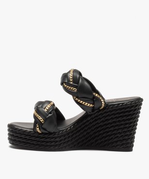 Mules femme compensées à brides tressées vue3 - GEMO(URBAIN) - GEMO