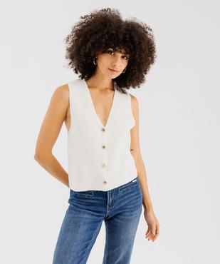 Gilet sans manches à boutons dorés femme vue3 - LULUCASTAGNETTE - GEMO