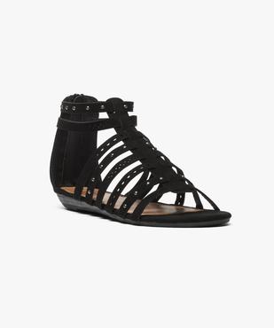 Sandales femme spartiates avec clous métalliques et talon zippé vue2 - GEMO (CASUAL) - GEMO