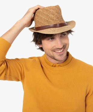 Chapeau homme panama en paille avec ruban à boucle  vue1 - GEMO (ACCESS) - GEMO