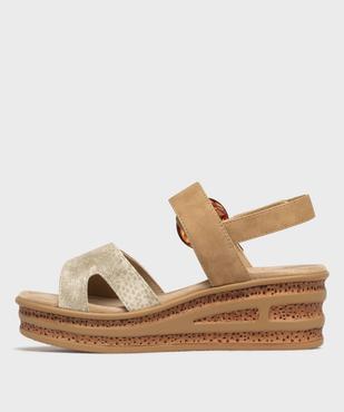 Sandales compensées à brides scratch femme - Valentina Baldano vue3 - EMILIA ROSA - GEMO