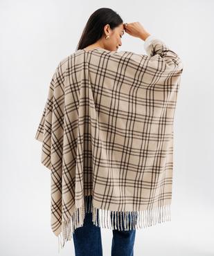 Poncho à carreaux avec franges femme vue3 - GEMO (ACCESS) - GEMO
