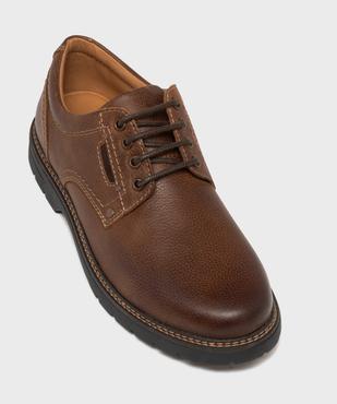 Derbies en cuir casual à semelle crantée homme - Tanéo vue5 - TANEO - GEMO