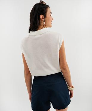 Pull sans manches à col polo en maille fine femme - LuluCastagnette vue4 - LULUCASTAGNETTE - GEMO