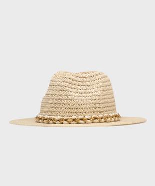Chapeau de paille fedora avec ruban doré femme vue1 - GEMO (ACCESS) - GEMO