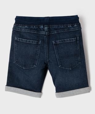 Bermuda en jean extensible délavé avec taille en bord-côte garçon vue3 - GEMO (ENFANT) - GEMO