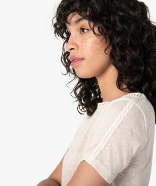 Tee-shirt femme à manches courtes en maille fine vue2 - GEMO(FEMME PAP) - GEMO