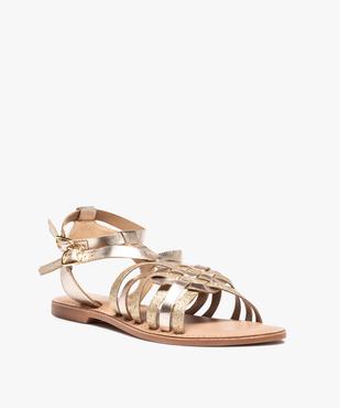 Sandales femme à fines brides métallisées en cuir - Tanéo vue2 - TANEO - GEMO