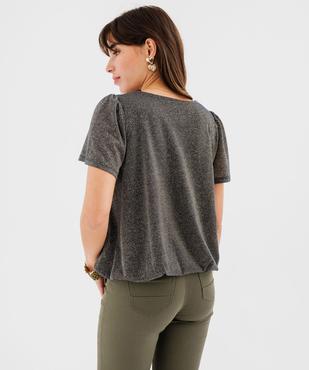 Tee-shirt manches courtes blousant en maille fluide pailletée femme vue3 - GEMO(FEMME PAP) - GEMO