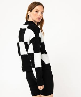 Pull court à motif damier femme vue3 - GEMO(FEMME PAP) - GEMO