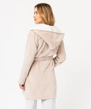 Robe de chambre femme courte à capuche en maille peluche vue3 - GEMO(HOMWR FEM) - GEMO