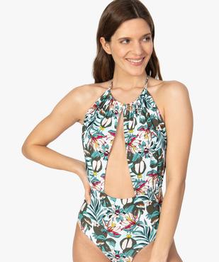 Maillot de bain femme une pièce à motifs fleuris vue2 - GEMO (PLAGE) - GEMO