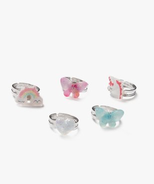 Bagues fille dans coffret papillon (coffret de 5) vue2 - GEMO (ACCESS) - GEMO