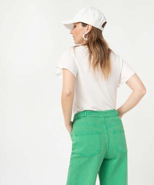 Tee-shirt femme à col V et manches volantées vue3 - GEMO 4G FEMME - GEMO