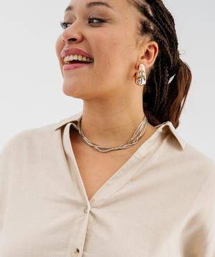 Chemise manches courtes en viscose et lin femme grande taille vue2 - GEMO 4G GT - GEMO