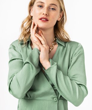 Robe à manches longues et col chemisier femme vue2 - GEMO(FEMME PAP) - GEMO