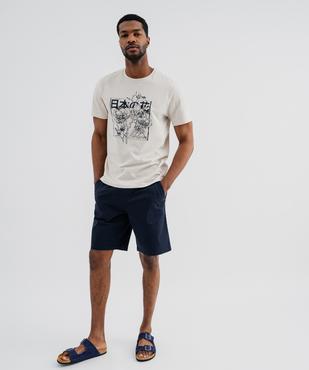 Bermuda regular en coton stretch à taille élastiqué homme vue1 - GEMO 4G HOMME - GEMO