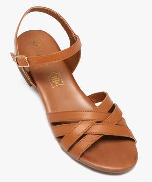 Sandales femme avec brides croisées en cuir uni  vue5 - GEMO (CASUAL) - GEMO