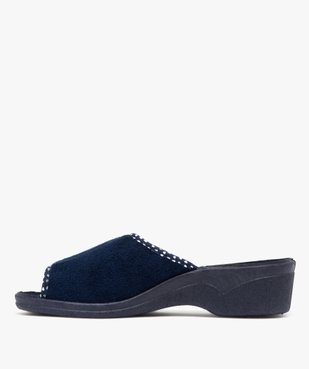 Chaussons femme mules confort compensées à scratch dessus en velours vue3 - G'FLEX GEMO FOR GOOD - GEMO