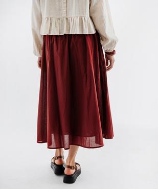 Jupe longue et ample en voile de coton à taille élastiquée femme vue4 - GEMO(FEMME PAP) - GEMO