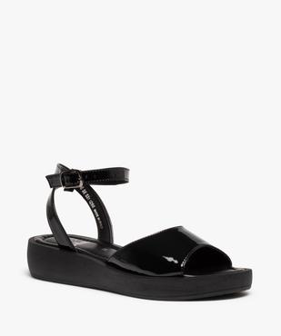Sandales femme à talon plat unies et vernies vue2 - GEMO (CASUAL) - GEMO