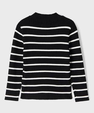 Pull en maille côtelée à rayures fille vue3 - GEMO 4G FILLE - GEMO