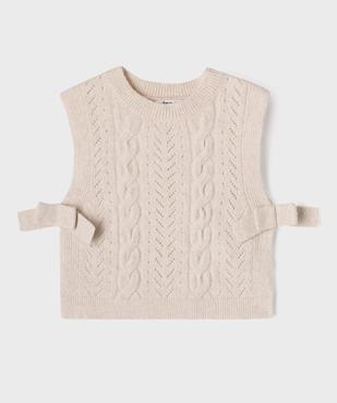 Pull sans manches torsadé à côtés fendus fille vue1 - GEMO (ENFANT) - GEMO