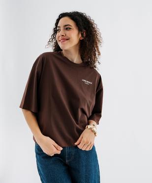 Tee-shirt manches courtes coupe large en jersey de coton imprimé femme vue1 - GEMO 4G FEMME - GEMO