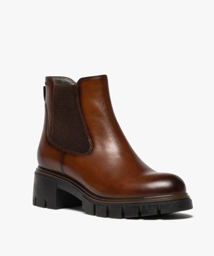 Boots femme à talon chunky dessus en cuir avec zip vue3 - 5 MILES - GEMO