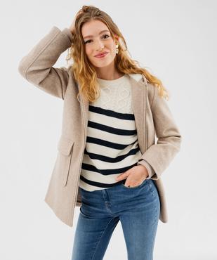 Manteau mi-long zippé à capuche femme vue1 - GEMO 4G FEMME - GEMO
