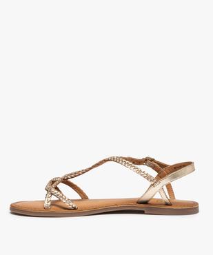 Sandales femme à talon plat et brides tressées en cuir vue3 - GEMO (CASUAL) - GEMO